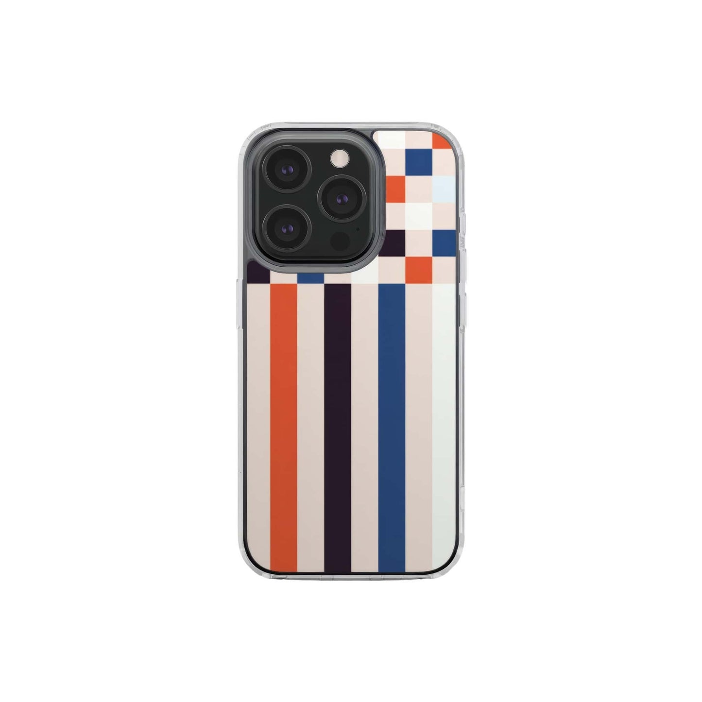 Pixel Grid Blue Clear Phone Case