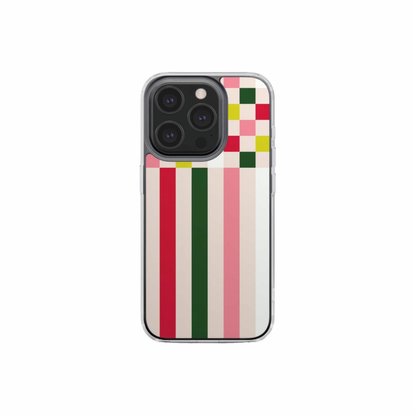 Pixel Grid Pink Clear Phone Case
