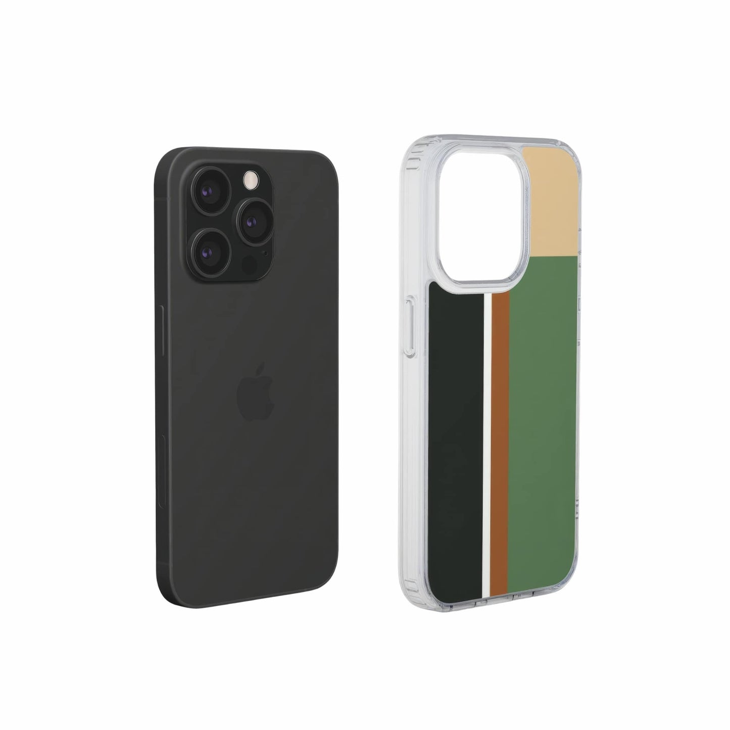 Retro Stripes Khaki Clear Phone Case