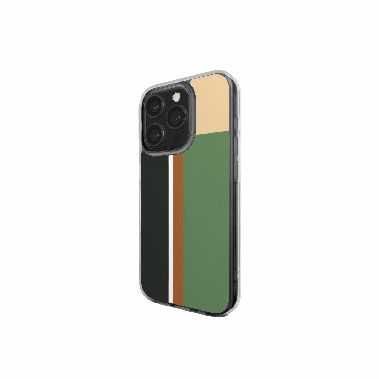 Retro Stripes Khaki Clear Phone Case