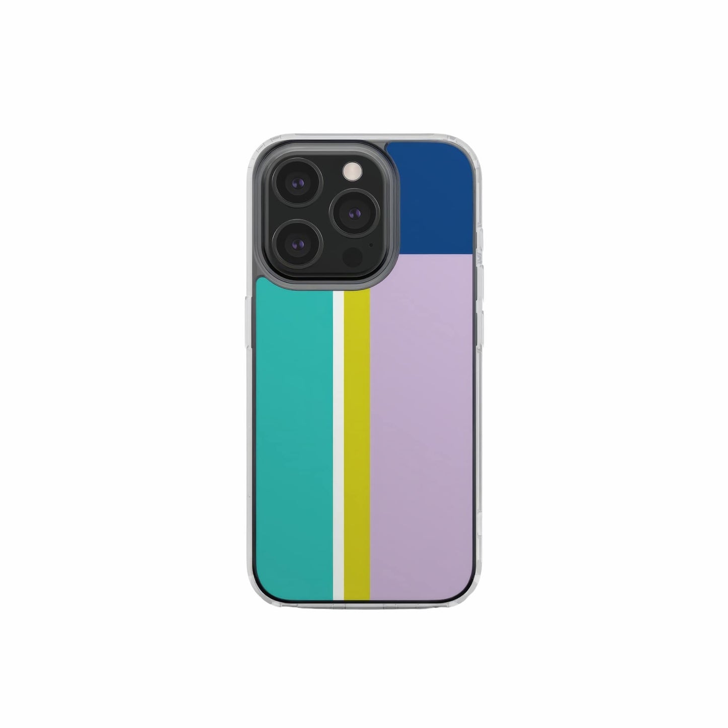 Retro Stripes Teal Clear Phone Case