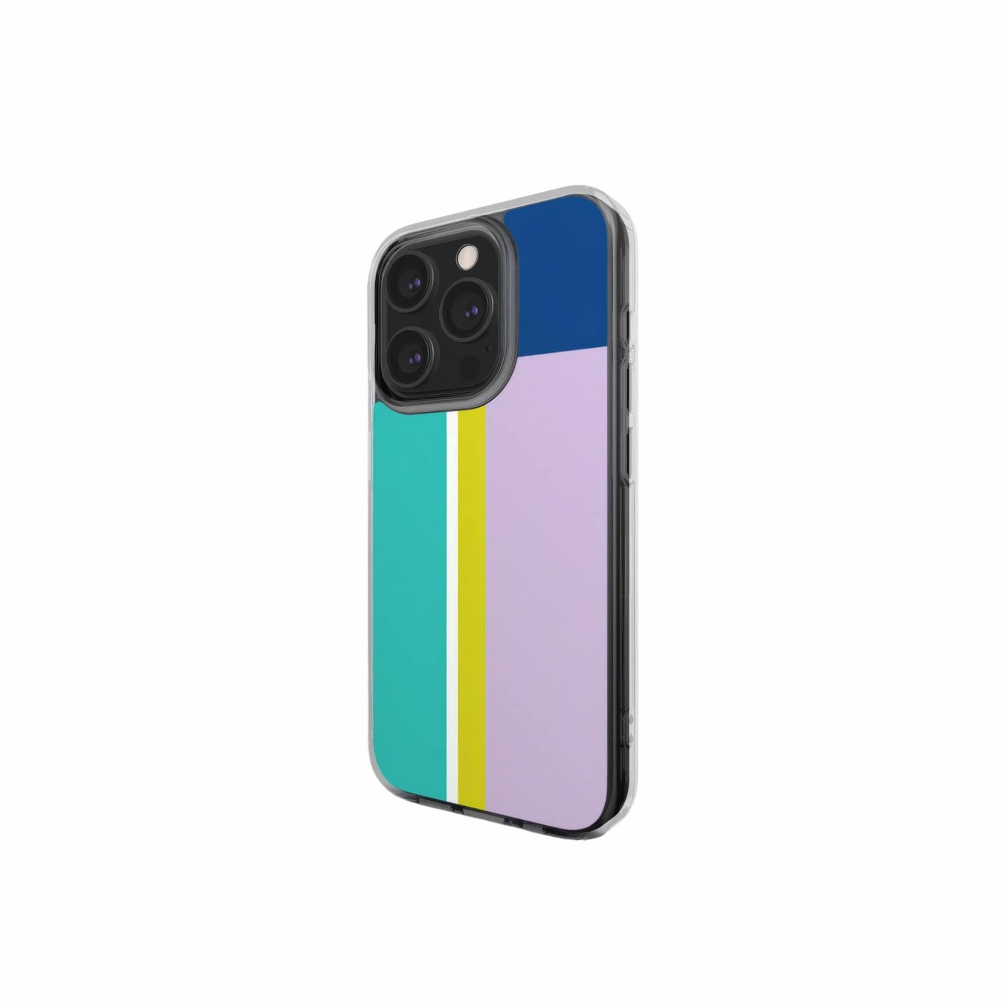 Retro Stripes Teal Clear Phone Case