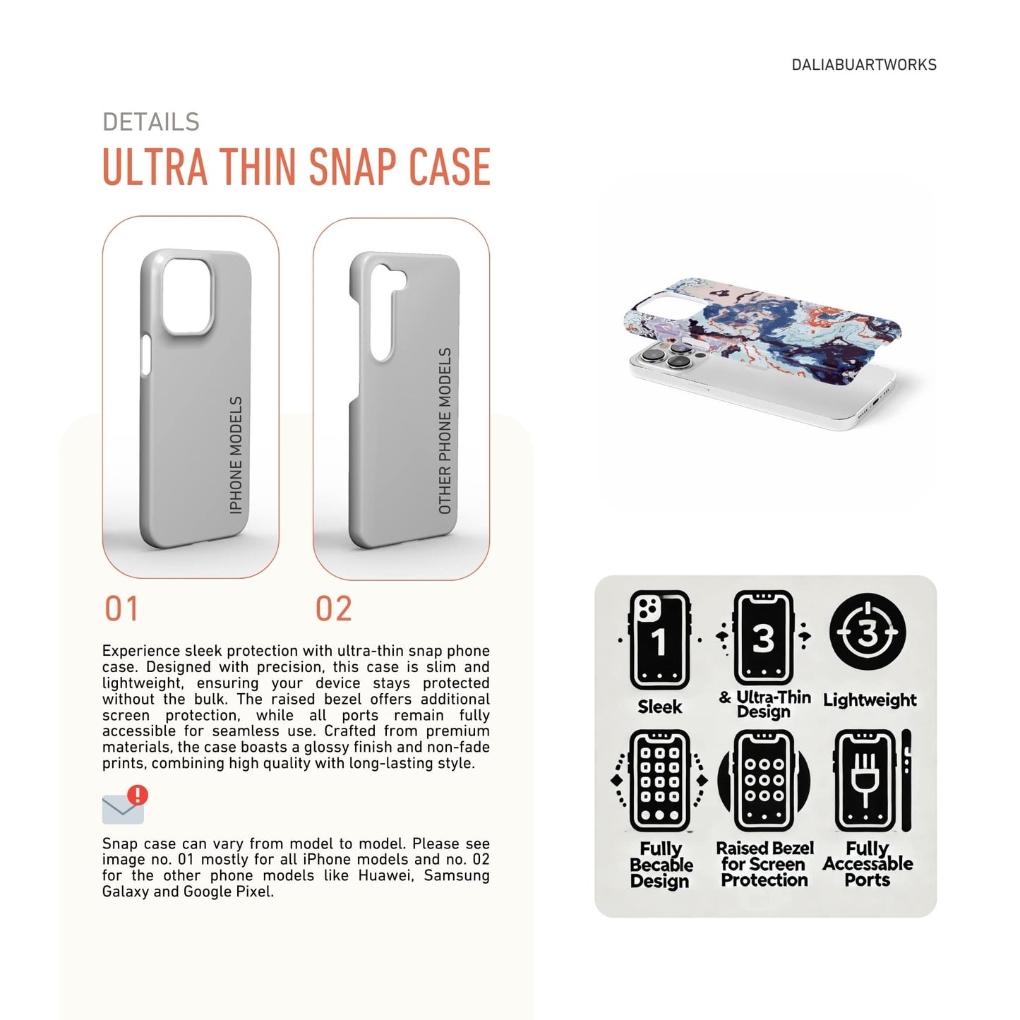 Blue Marble Veins Snap Phone Case