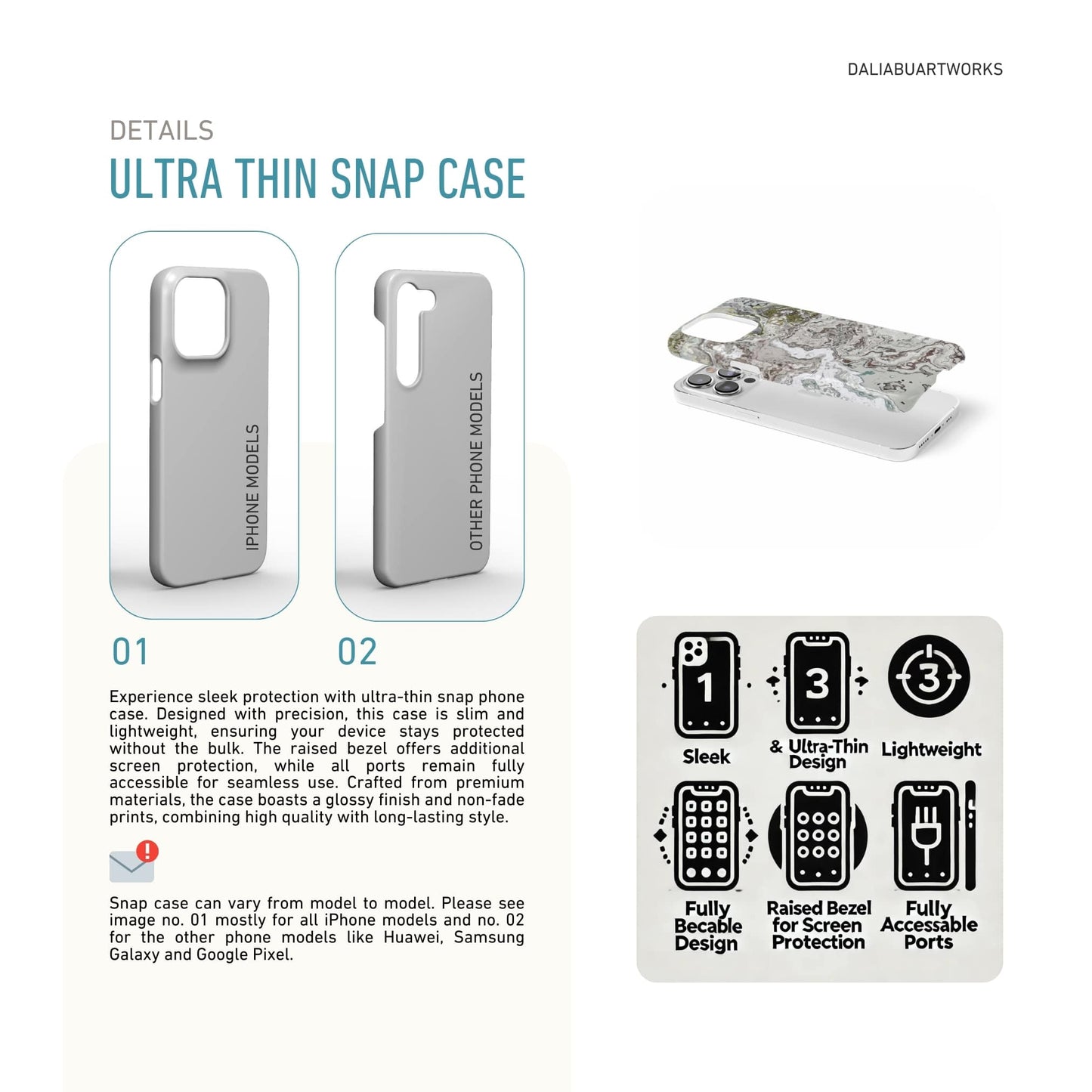 Classic White Marble Snap Phone Case